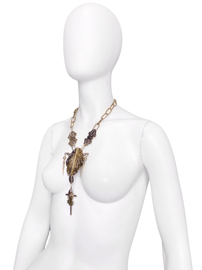 Jean Paul Gaultier 90s Sample Oversized HInge Spike Cross Chain Necklace