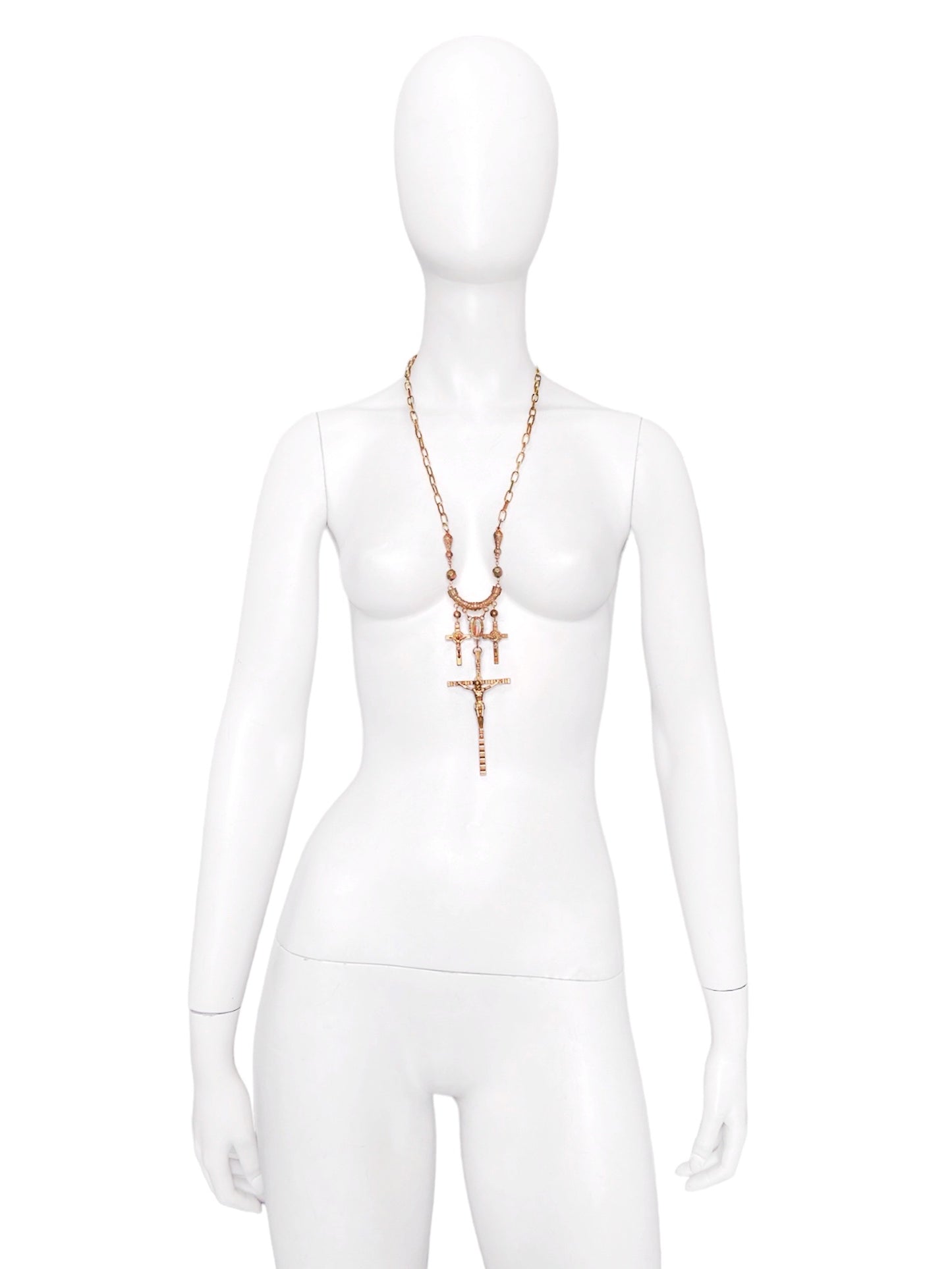 Jean Paul Gaultier 90S Sample Triple Cross Long Necklace