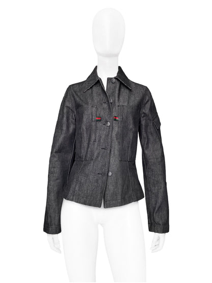 Gucci Fall 1999 Tom Ford Black Selvedge Denim Jacket 40