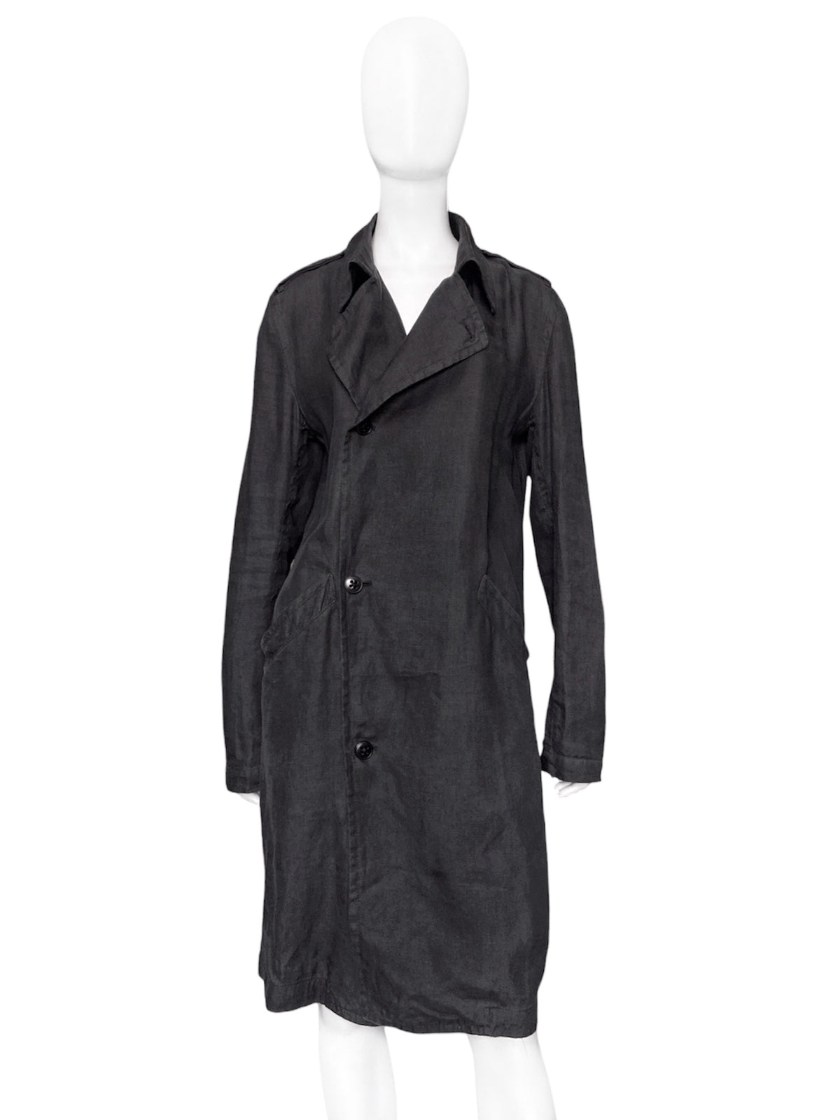 Ann Demeulemeester Spring 2006 Grey Hemp Trench Coat Jacket XXS 