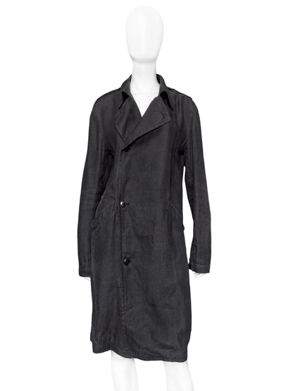 Ann Demeulemeester Spring 2006 Grey Hemp Trench Coat Jacket XXS