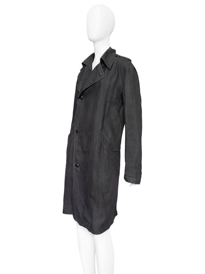 Ann Demeulemeester Spring 2006 Grey Hemp Trench Coat Jacket XXS