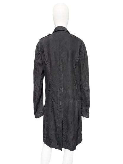 Ann Demeulemeester Spring 2006 Grey Hemp Trench Coat Jacket XXS