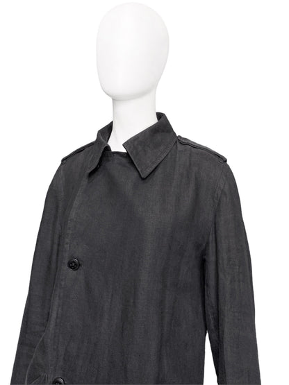 Ann Demeulemeester Spring 2006 Grey Hemp Trench Coat Jacket XXS