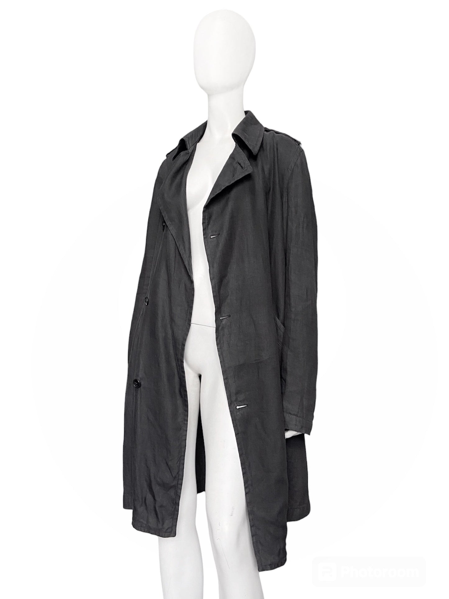 Ann Demeulemeester Spring 2006 Grey Hemp Trench Coat Jacket XXS