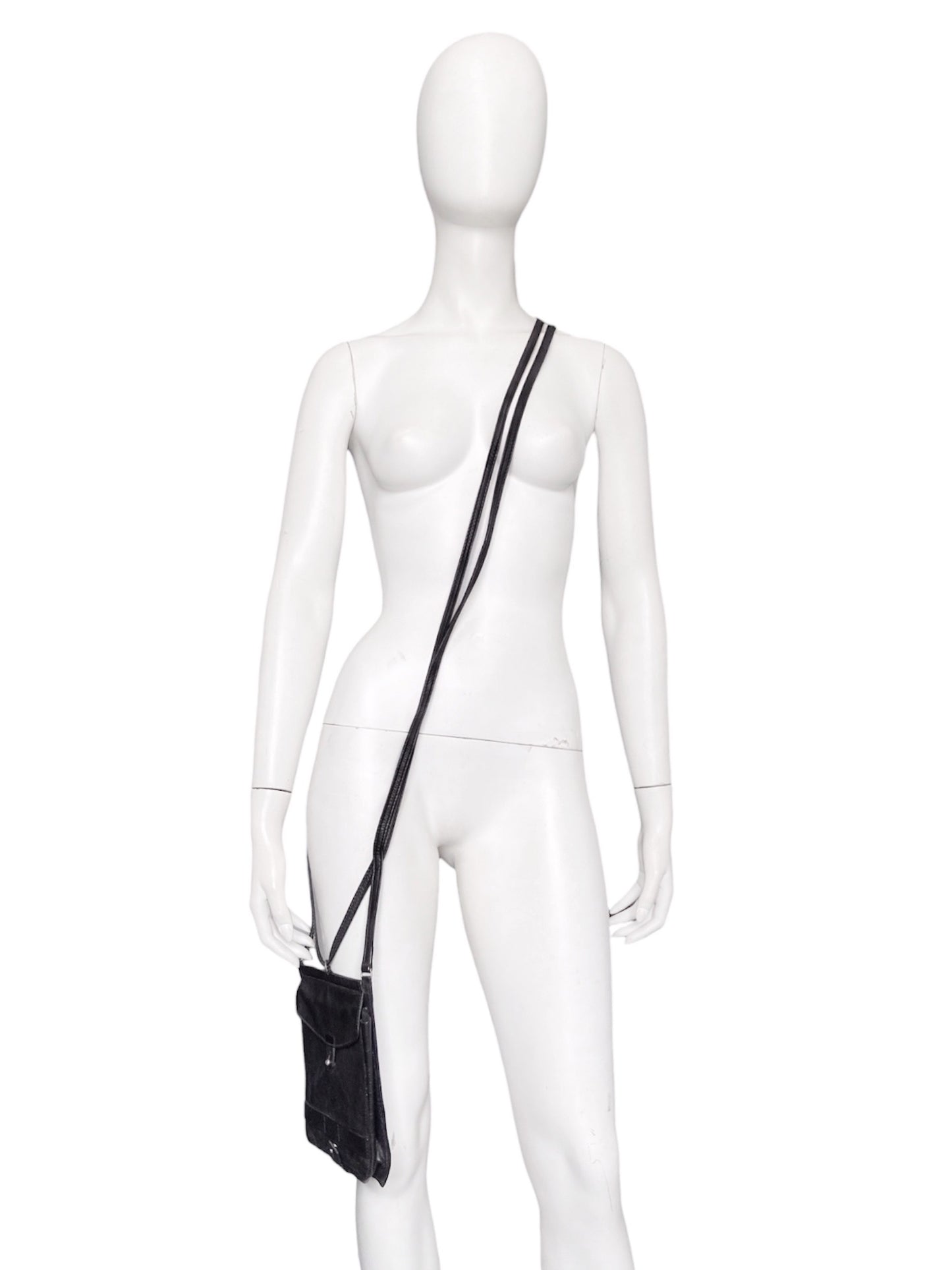 Ann Demeulemeester Long Strap Leather Shoulder Phone Pouch Bag