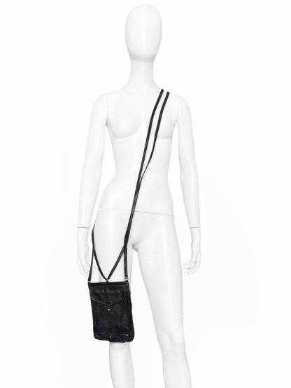 Ann Demeulemeester Long Strap Leather Shoulder Phone Pouch Bag