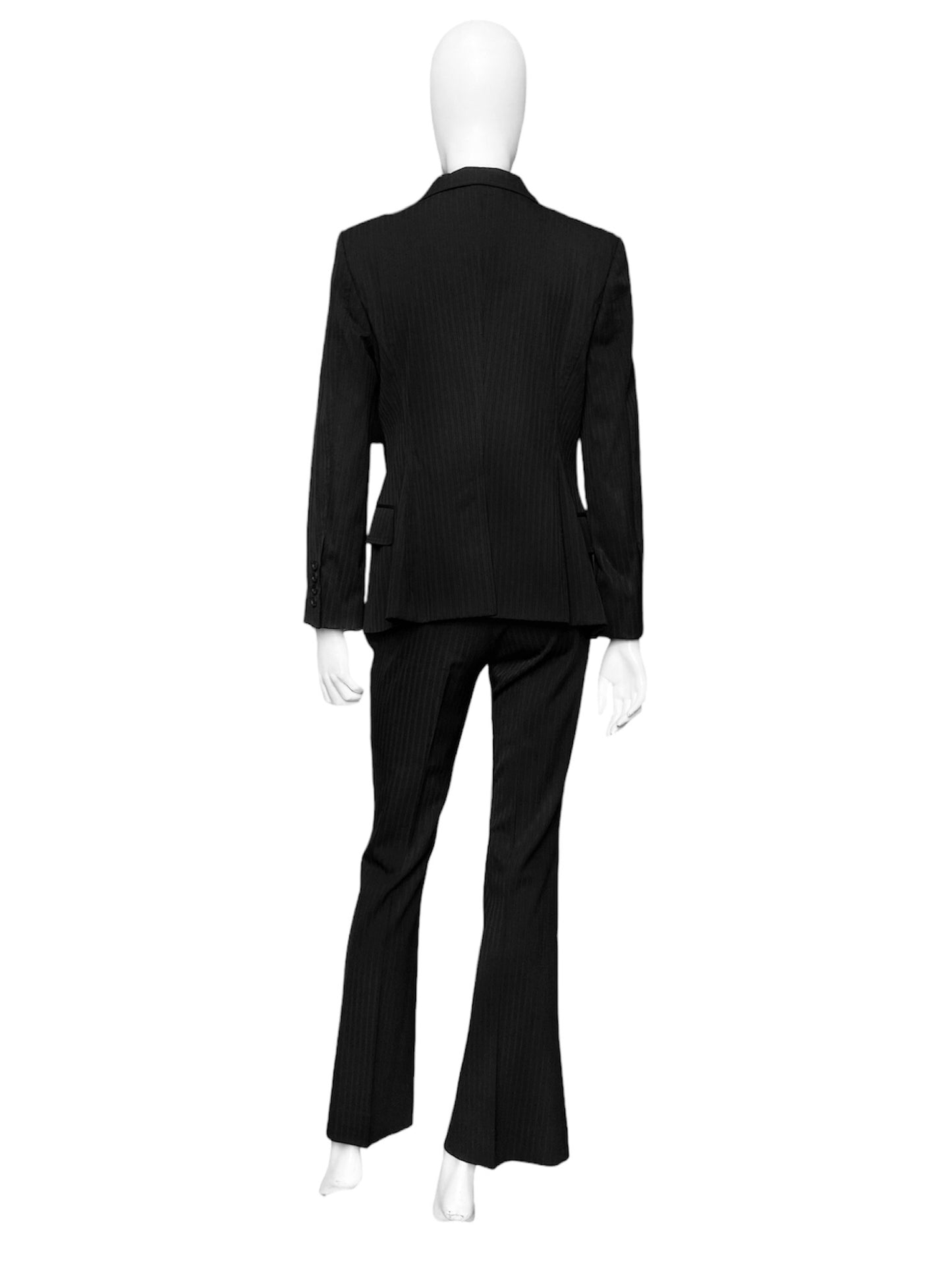 Gucci Fall 2004 Tom Ford Black Pinstriped Wool Blazer Pants Suit 44