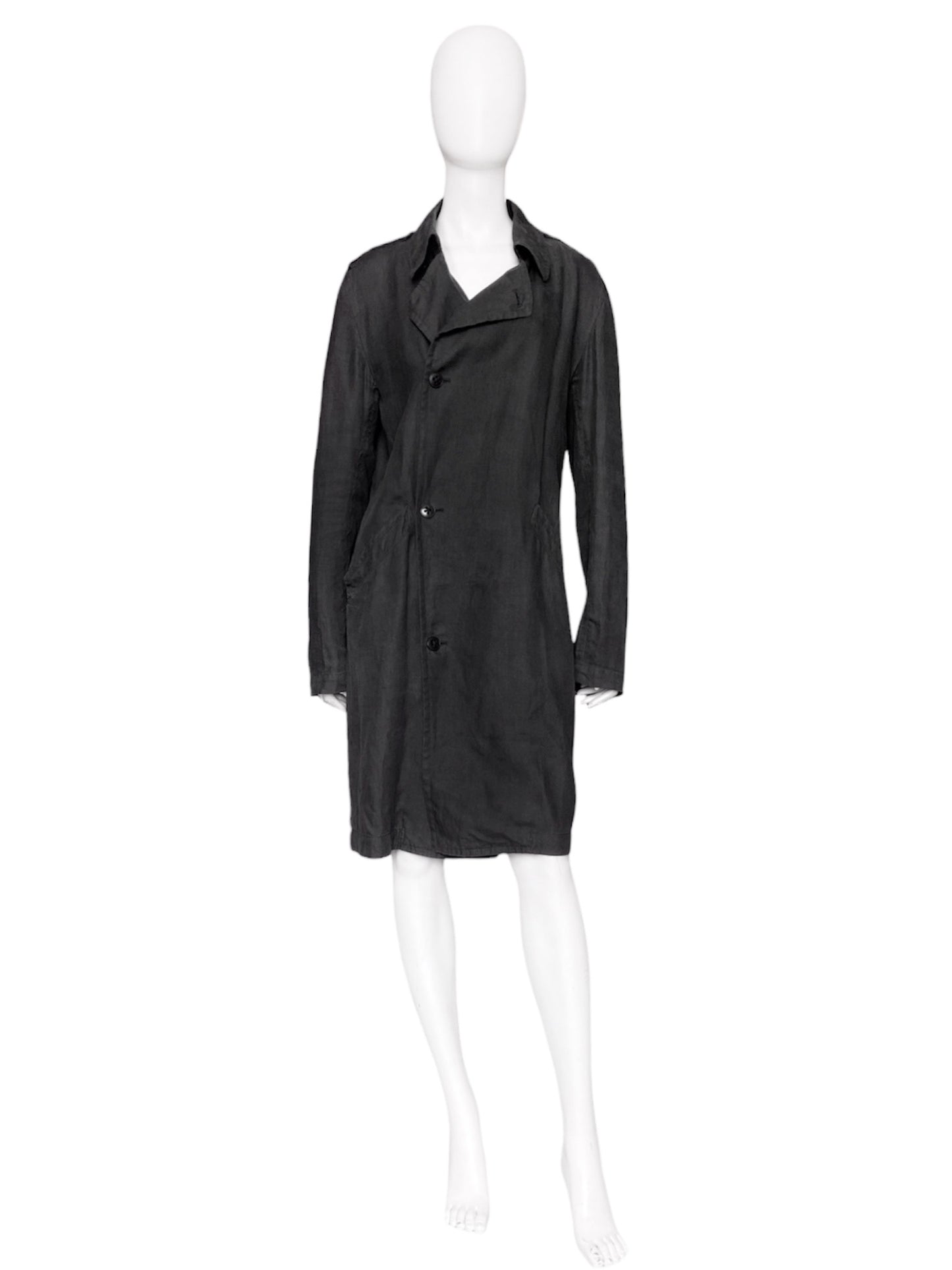 Ann Demeulemeester Spring 2006 Grey Hemp Trench Coat Jacket XXS