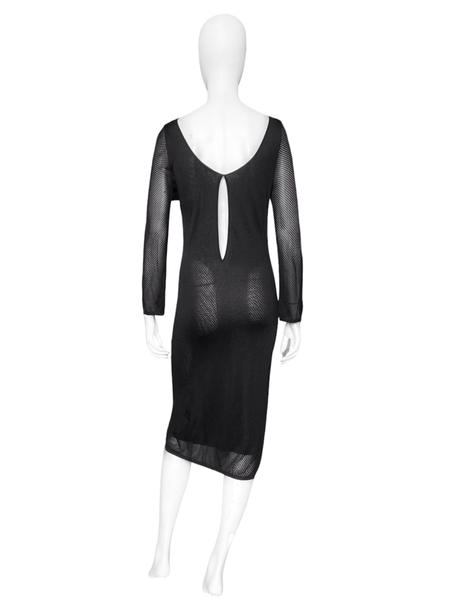 Gucci Spring 2000 Tom Ford Black Cut-Out Jersey Mesh Dress L