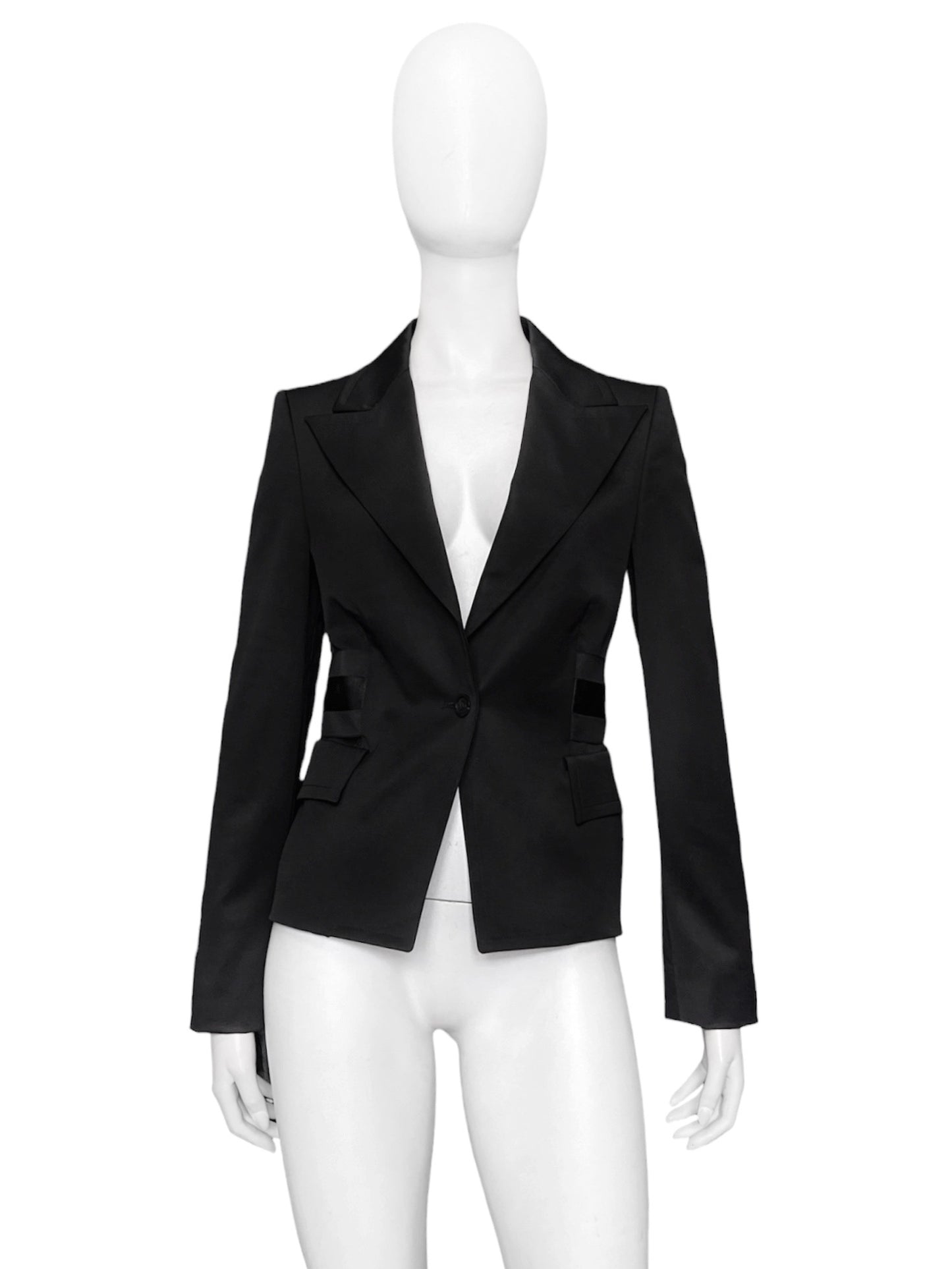 Gucci Fall 2004 Tom Ford Peak Lapel Blazer Jacket with Satin Belt Strip 40