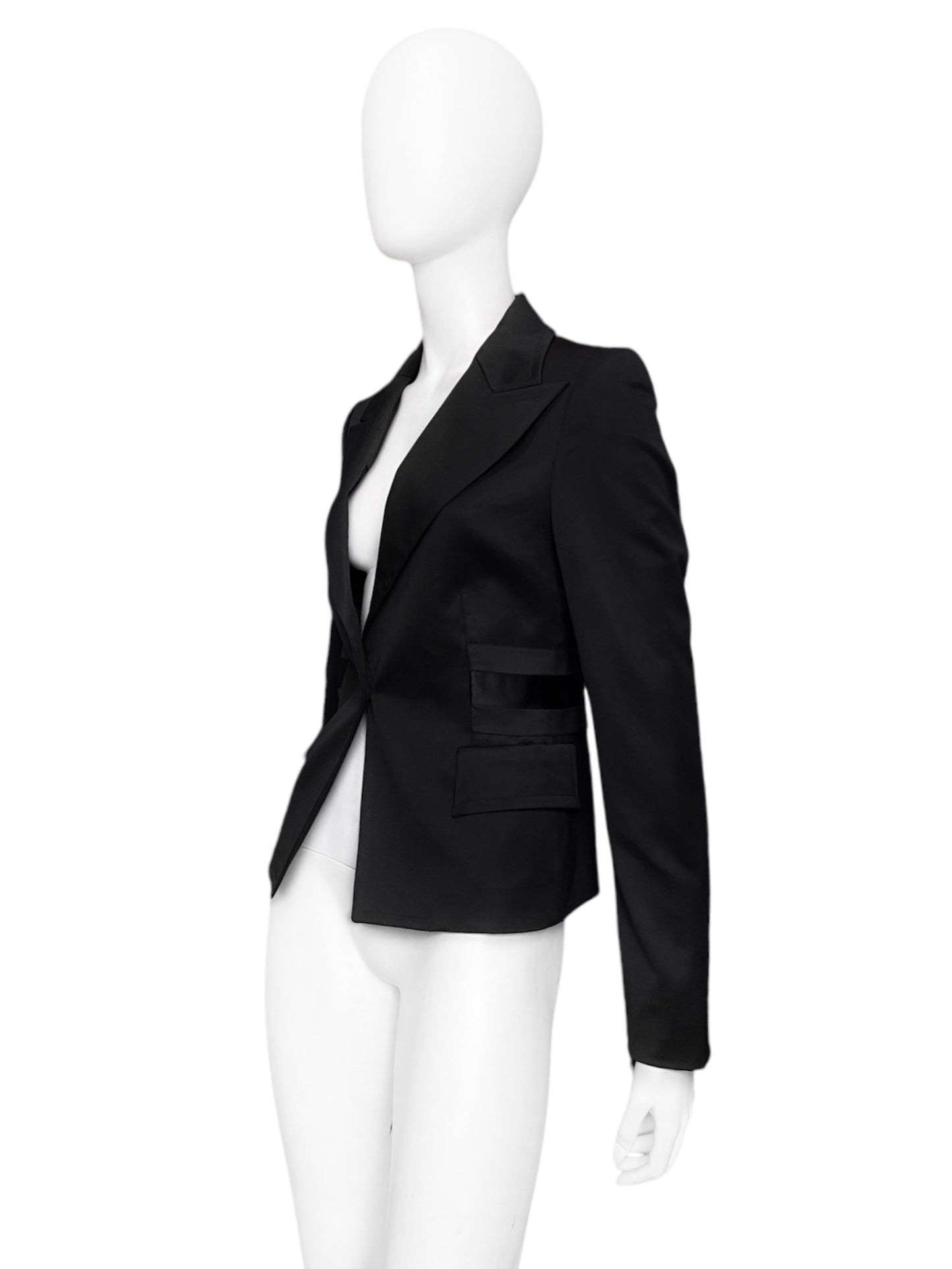 Gucci Fall 2004 Tom Ford Peak Lapel Blazer Jacket with Satin Belt Strip 40