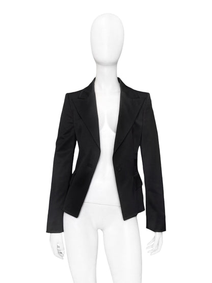 Gucci Fall 2004 Tom Ford Peak Lapel Blazer Jacket with Satin Belt Strip 40