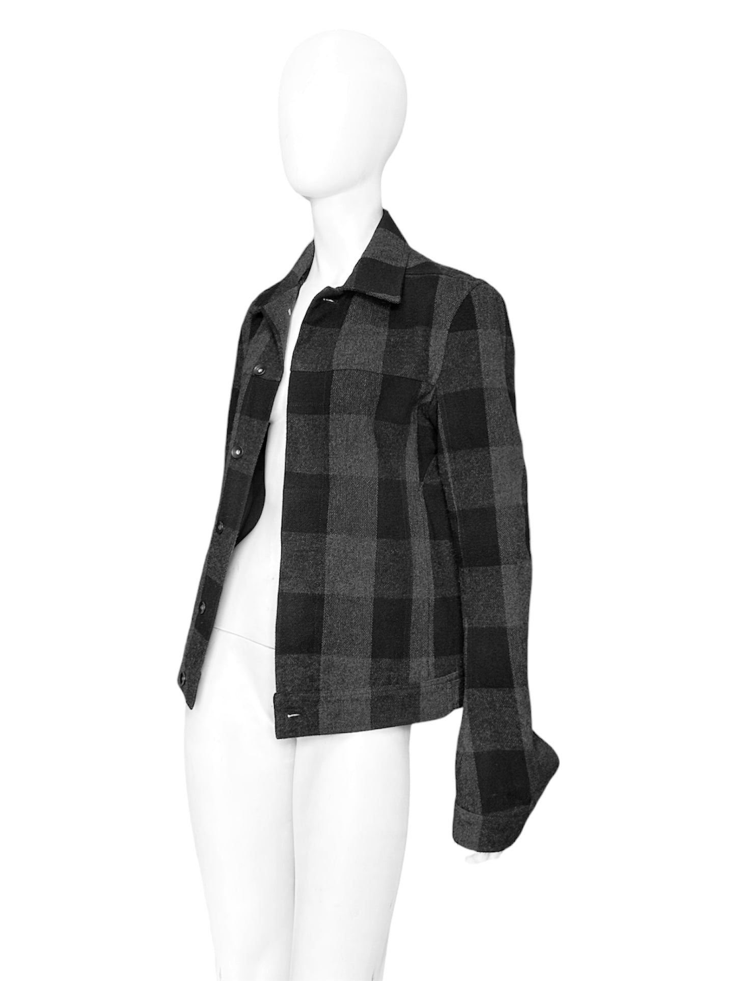 Rick Owens Fall 2016 Mainline Mastodon Checkered Plaid Wool Sample Colourway Workers Jacket 46