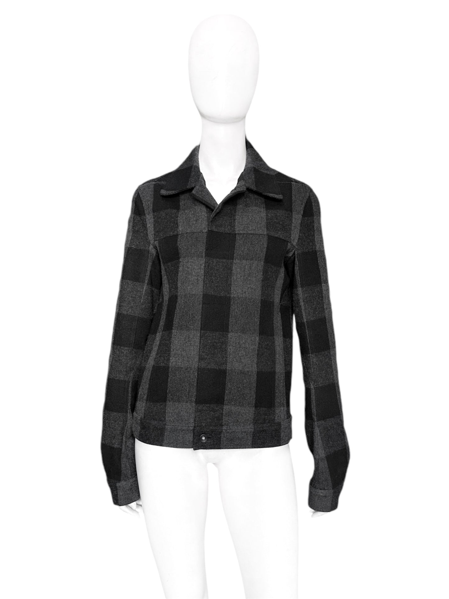 Rick Owens Fall 2016 Mainline Mastodon Checkered Plaid Wool Sample Colourway Workers Jacket 46