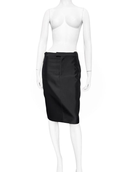 Gucci Spring 1998 Tom Ford Look #38 Swarovski G-String Leather Strap Black Pencil Skirt 42