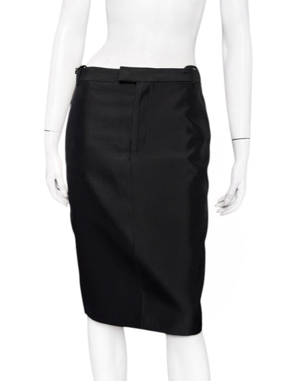 Gucci Spring 1998 Tom Ford Look #38 Swarovski G-String Leather Strap Black Pencil Skirt 42
