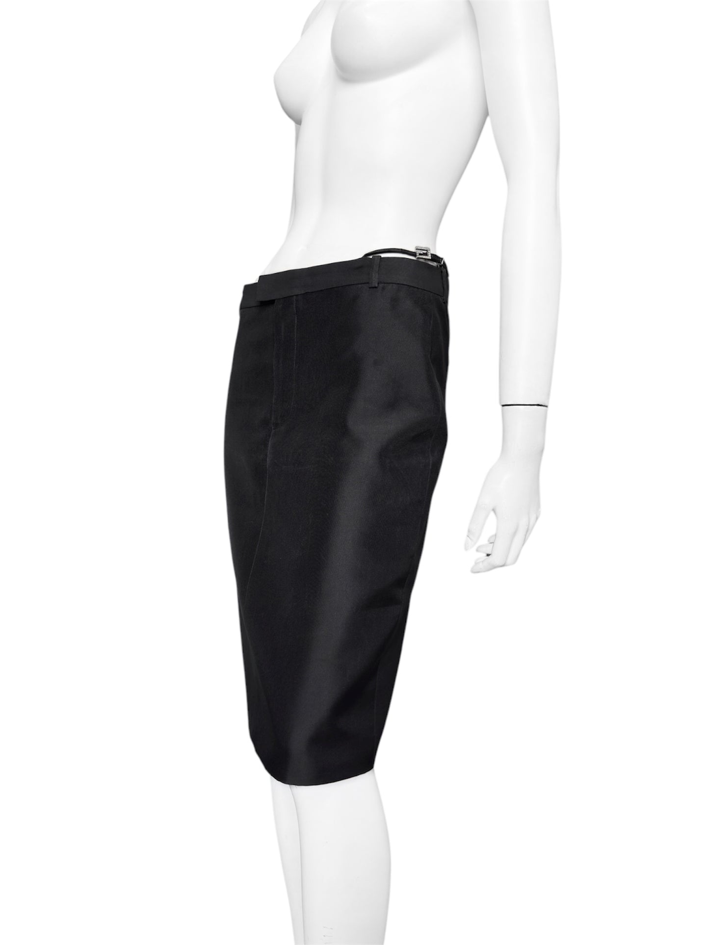 Gucci Spring 1998 Tom Ford Look #38 Swarovski G-String Leather Strap Black Pencil Skirt 42