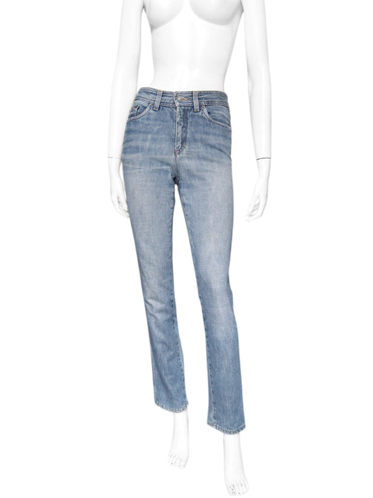 Gucci Fall 2001 Tom Ford “G” Cursive Embroidery Light Blue Washed Jeans 40