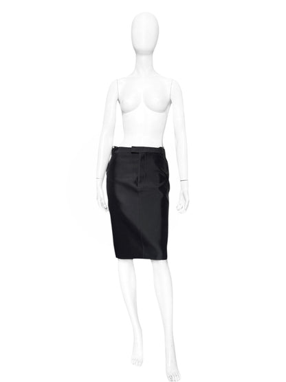 Gucci Spring 1998 Tom Ford Look #38 Swarovski G-String Leather Strap Black Pencil Skirt 42