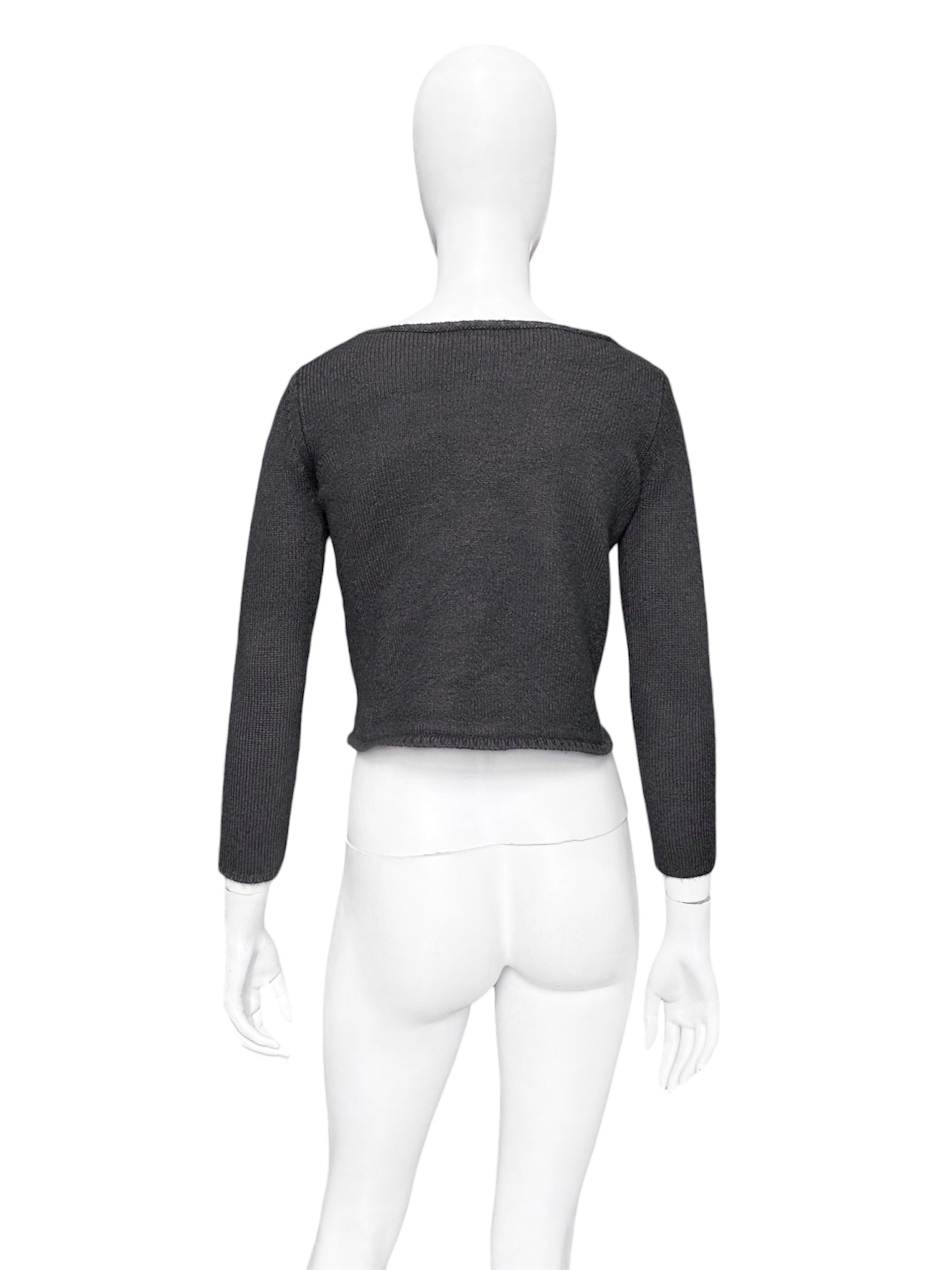 Gucci Fall 1997 Tom Ford Shoulder Metal Emblem Cropped Wool blend Sweater M