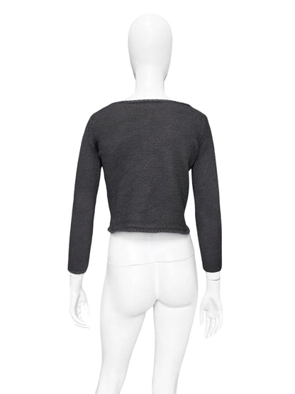 Gucci Fall 1997 Tom Ford Shoulder Metal Emblem Cropped Wool blend Sweater M