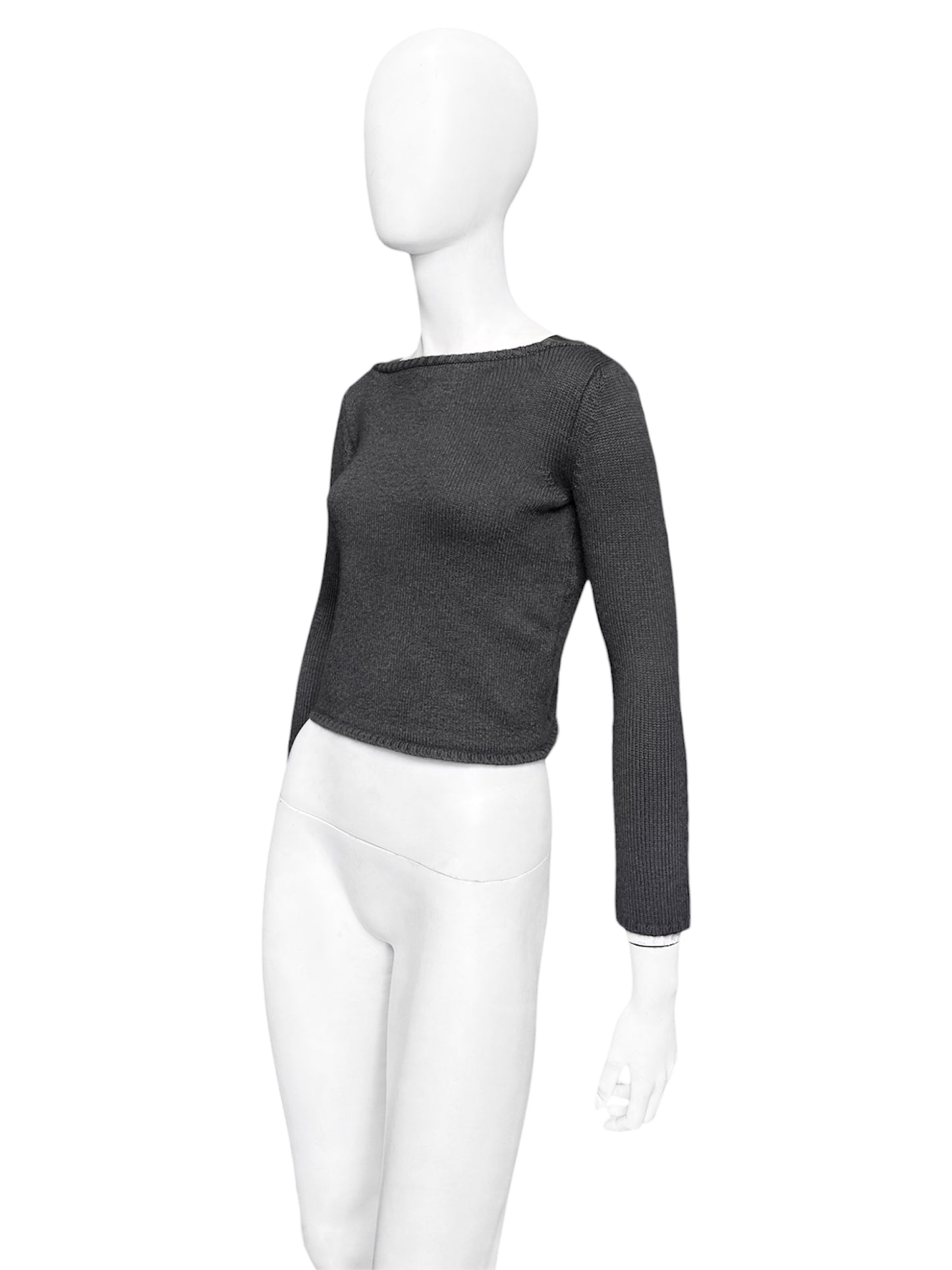 Gucci Fall 1997 Tom Ford Shoulder Metal Emblem Cropped Wool blend Sweater M