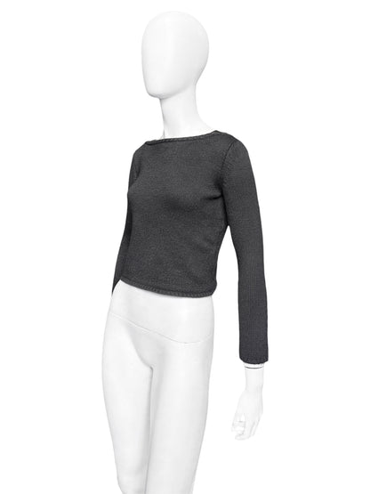 Gucci Fall 1997 Tom Ford Shoulder Metal Emblem Cropped Wool blend Sweater M