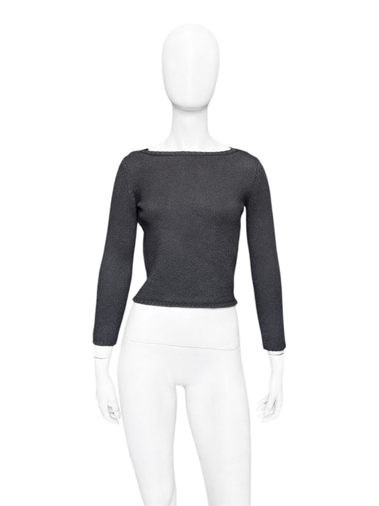 Gucci Fall 1997 Tom Ford Shoulder Metal Emblem Cropped Wool blend Sweater M