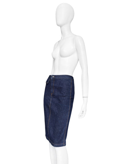 Gucci Spring 1998 Tom Ford Raw Denim Pencil Skirt 40