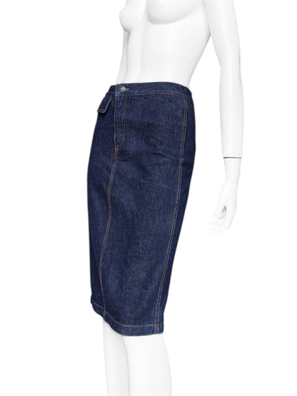 Gucci Spring 1998 Tom Ford Raw Denim Pencil Skirt 40