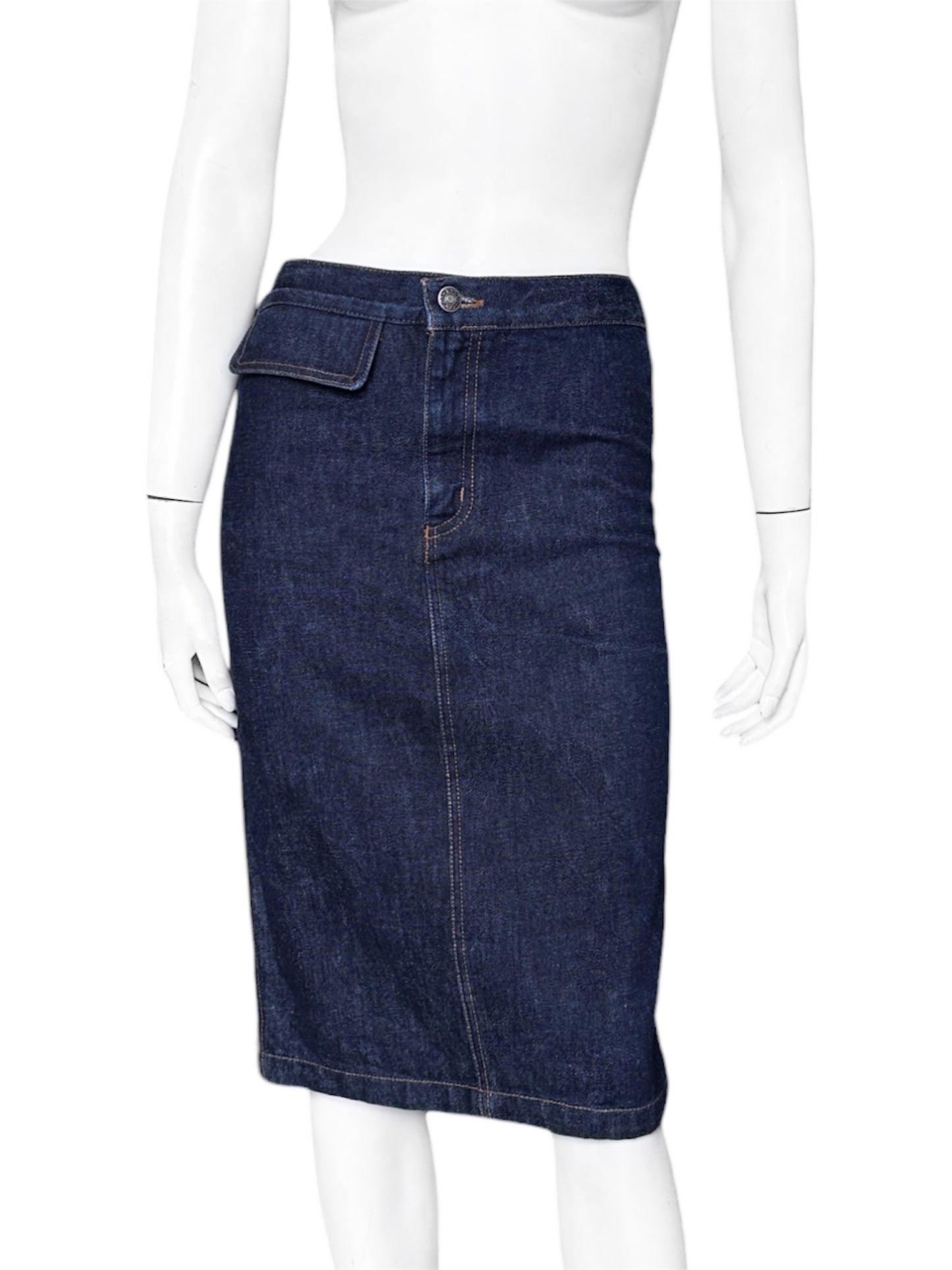 Gucci Spring 1998 Tom Ford Raw Denim Pencil Skirt 40