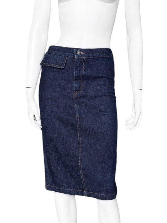Gucci Spring 1998 Tom Ford Raw Denim Pencil Skirt 40