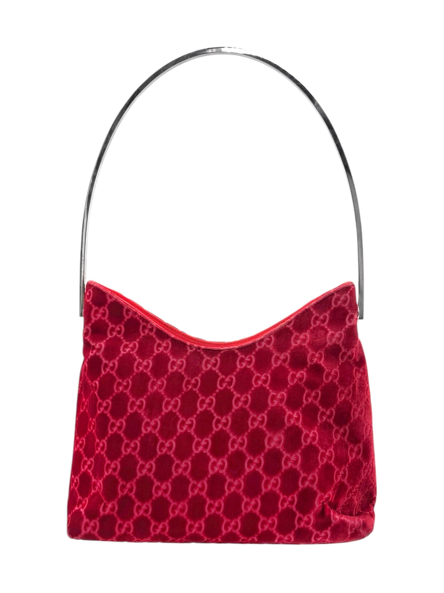 Gucci Fall 1997 Tom Ford Rihanna Red Monogram Velvet Handbag