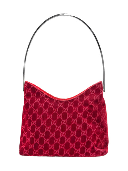 Gucci Fall 1997 Tom Ford Rihanna Red Monogram Velvet Handbag