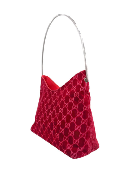 Gucci Fall 1997 Tom Ford Rihanna Red Monogram Velvet Handbag