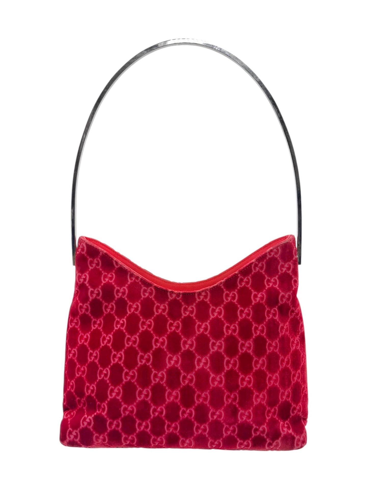 Gucci Fall 1997 Tom Ford Rihanna Red Monogram Velvet Handbag