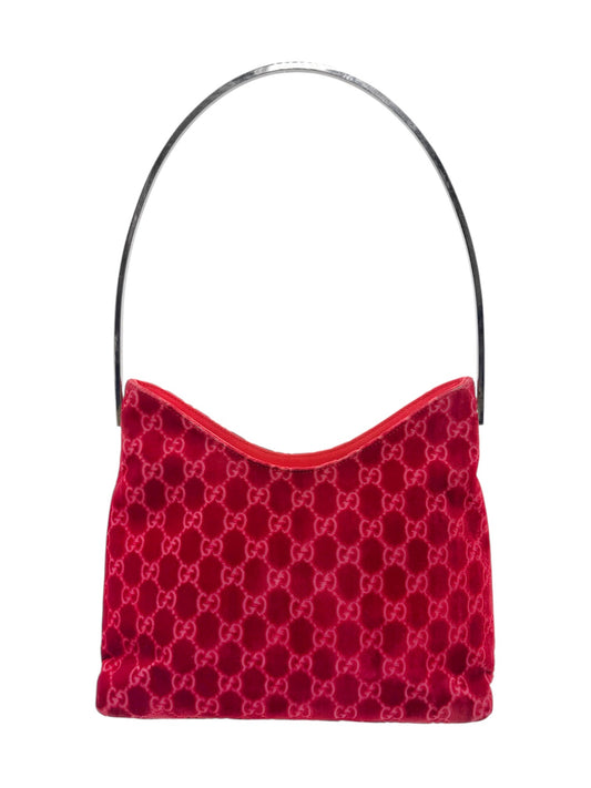 Gucci Fall 1997 Tom Ford Rihanna Red Monogram Velvet Handbag