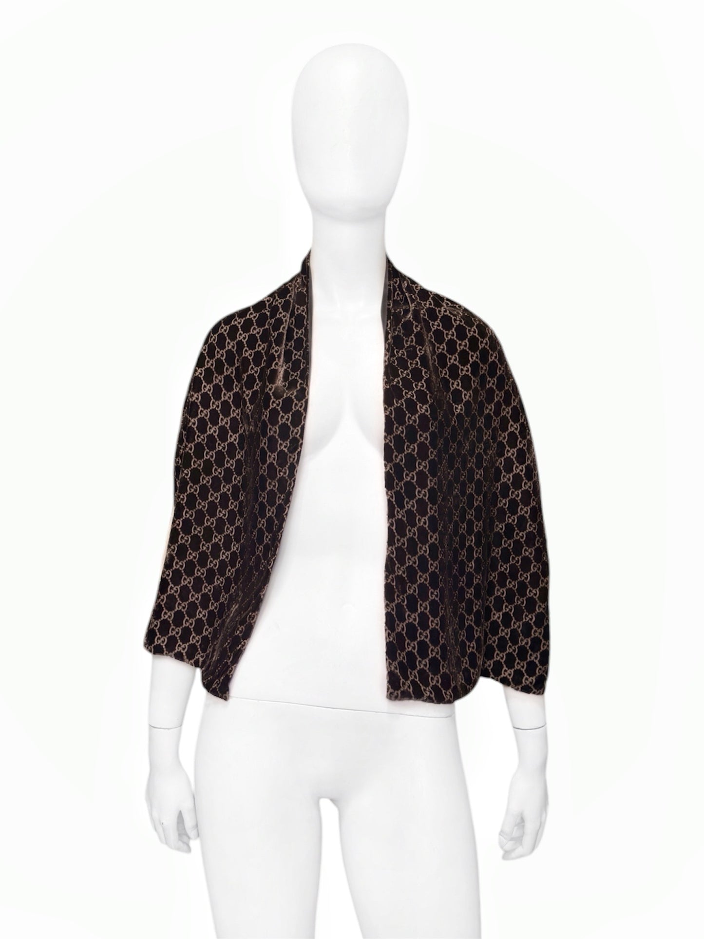 Gucci Fall 1997 Tom Ford Brown Monogram Velvet Scarf