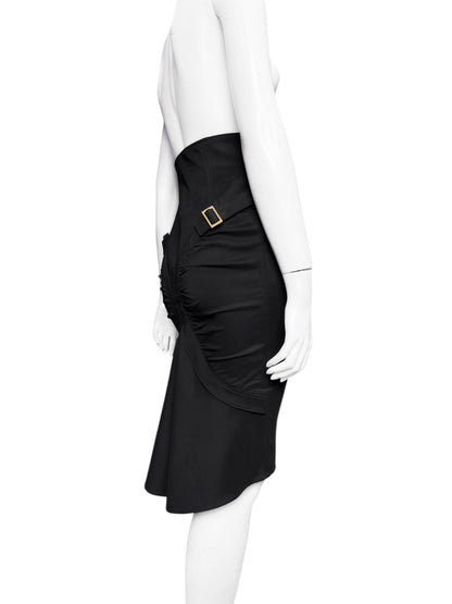 Gucci Fall 2003 Tom Ford Epaulettes Military Jacket Ruched Pencil Skirt Suit Set 38