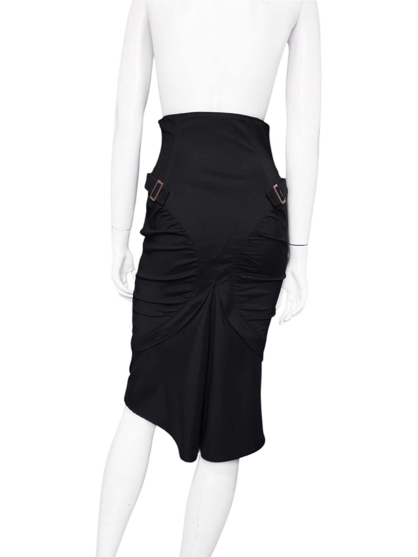 Gucci Fall 2003 Tom Ford Epaulettes Military Jacket Ruched Pencil Skirt Suit Set 38