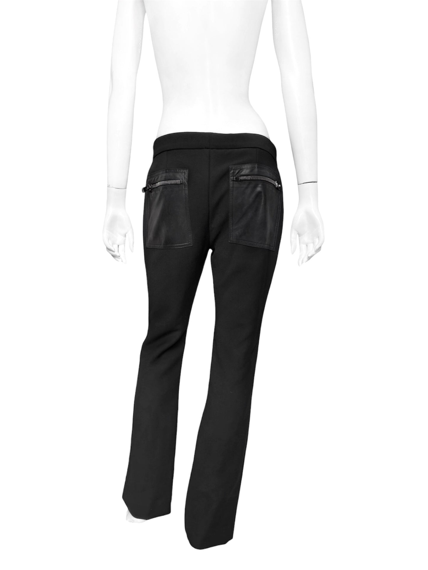 ICONIC Gucci Fall 2001 Tom Ford Black Wool &amp; Leather Zipper Pants 42