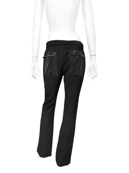 ICONIC Gucci Fall 2001 Tom Ford Black Wool &amp; Leather Zipper Pants 42