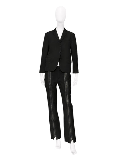 ICONIC Gucci Fall 2001 Tom Ford Black Wool &amp; Leather Zipper Pants 42