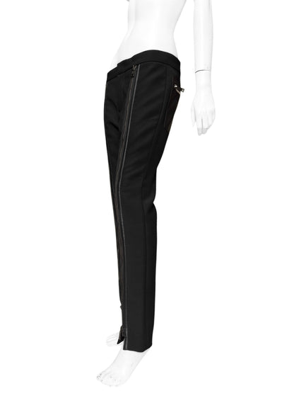 ICONIC Gucci Fall 2001 Tom Ford Black Wool &amp; Leather Zipper Pants 42