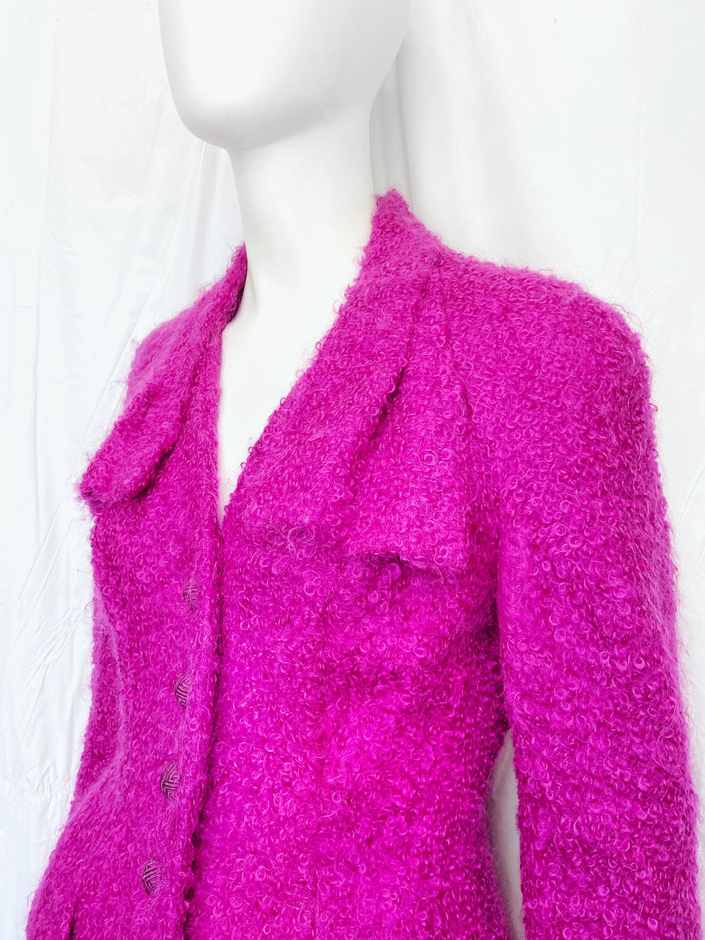 Christian Dior Fall 1997 John Galliano Fuschia Mohair Bar Jacket Skirt Suit