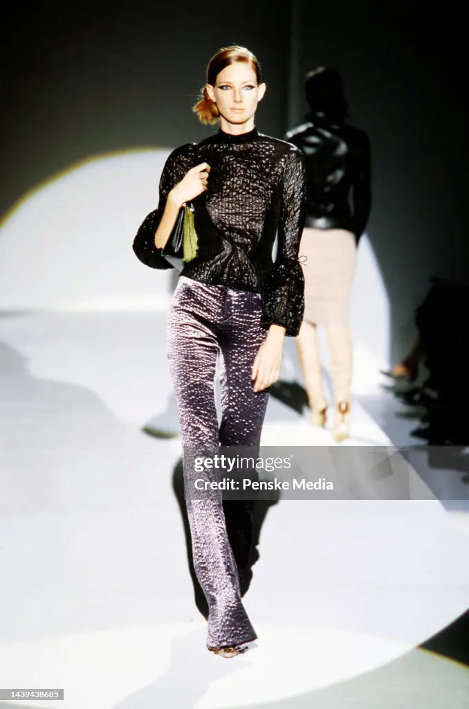 Gucci Fall 1999 Tom Ford Purple Velvet Flared Pants 38