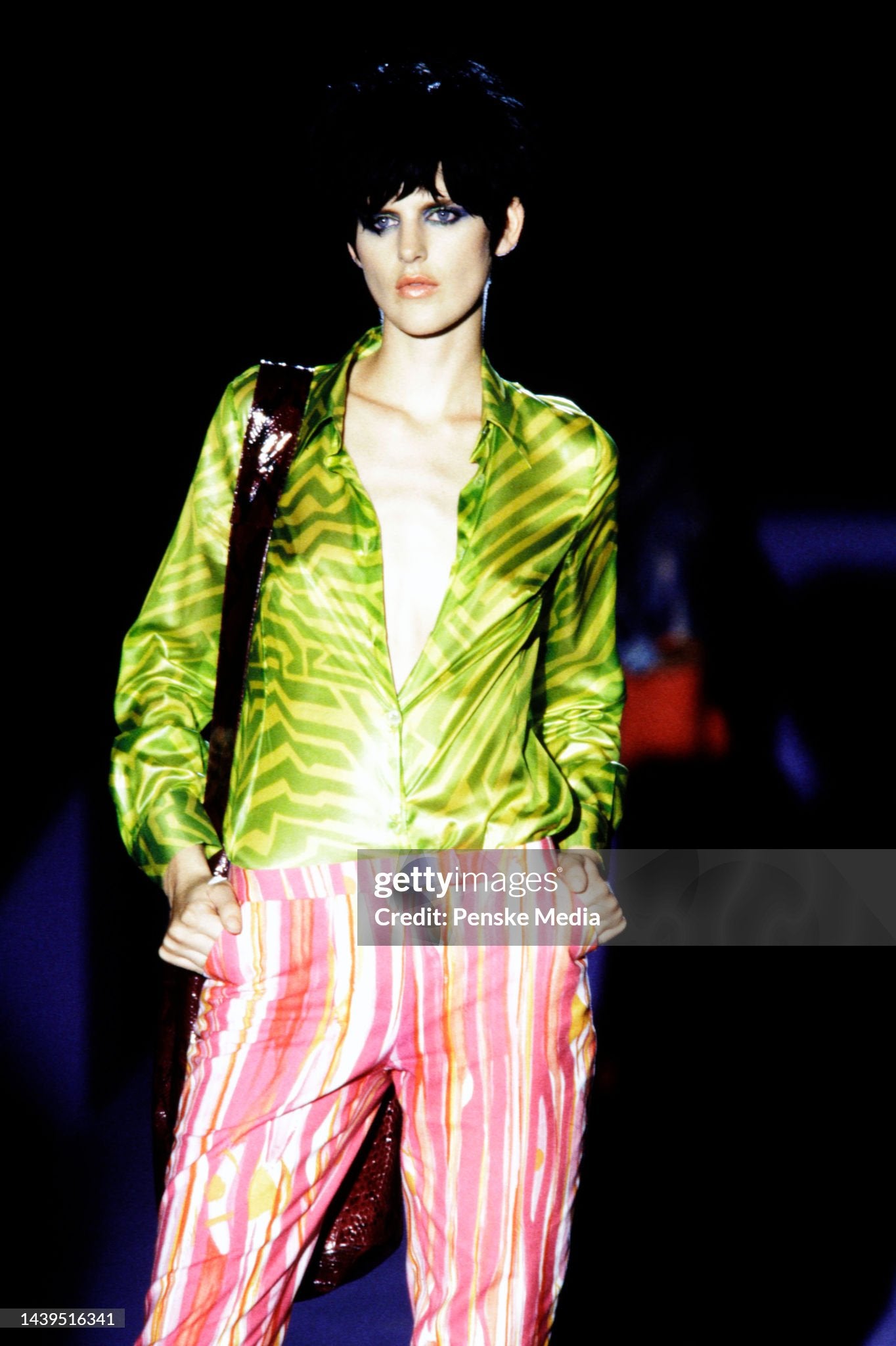 Gucci Spring 1996 Tom Ford Green Psychedelic Print Denim Jeans Pants 38