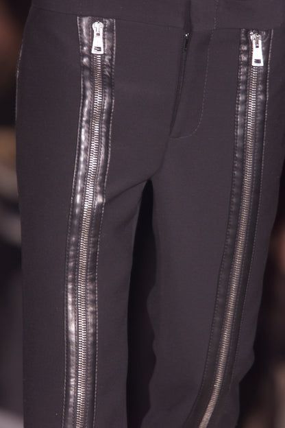 ICONIC Gucci Fall 2001 Tom Ford Black Wool &amp; Leather Zipper Pants 42