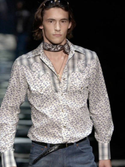 Gucci Spring 2004 Tom Ford Navy Silk Graphic Bandana